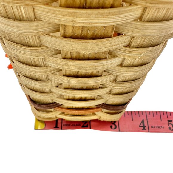 Handmade Basket Falling Leaves Oval Shaped with Handle and Leaves Decoration - Picture 14 of 16